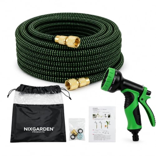 Manguera Extensible con Pistola Multifunción, Conectores de Latón y Bolsa de Almacenaje, Manguera Flexible Antitorsión para Jardín y Limpieza