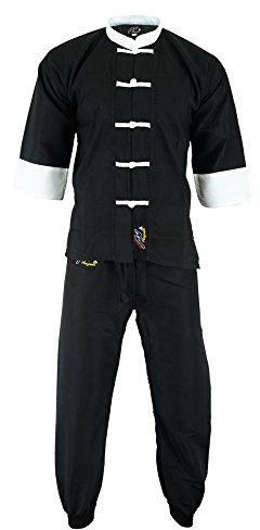 Playwell Elite Kung Fu Ultra Light Microfibre Black/White Uniform Childrens (1/140cm)