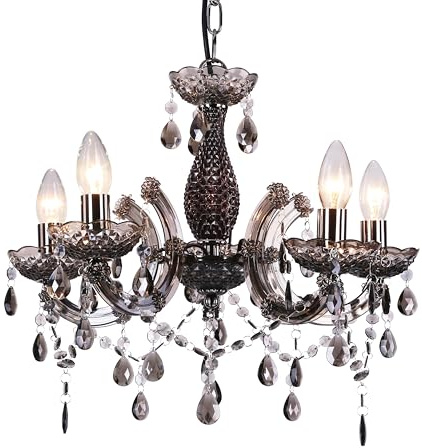 Tafunker 5 Light Chandelier, 5 Lamp Pendant, Smoked.Acrylic Bedroom Living Room Ceiling Light … (Smoked) (Smoked)