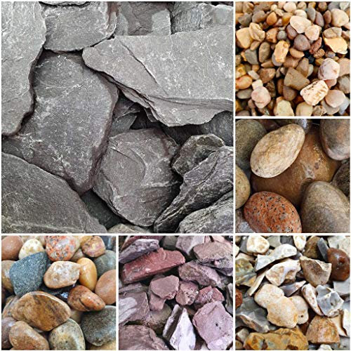 Elixir Gardens Aggregates Flowerbed Rockery Patio Path Driveway Ground Cover | Various types and qty (from 1kg to 800kg) available | Blue Slate 20mm-80mm 5kg