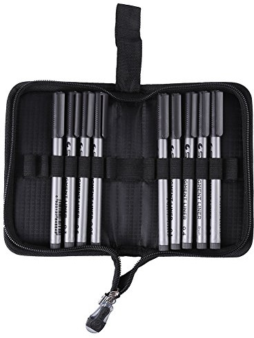 Oumefar Stylo Fineliner Eau 9 pièces Doublure Noire Fineliner Dessin Stylos Dessin Archivage Stylo À Encre pour Croquis Dessin Bureau Documents Comic Manga Markingpen