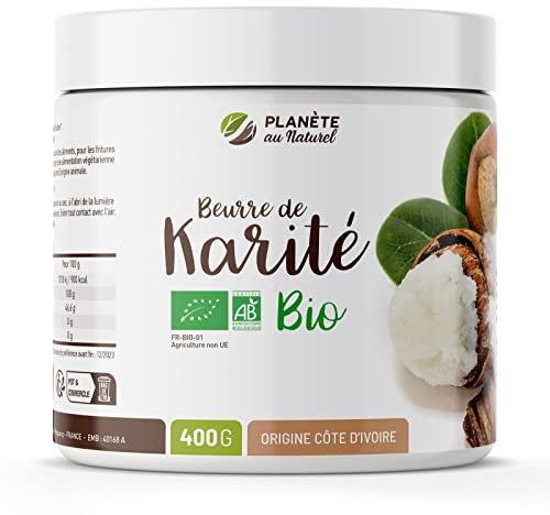 Beurre de Karité Bio AB 400 g - Qualité Alimentaire - 100% végétal, Sans additifs, Sans Odeur