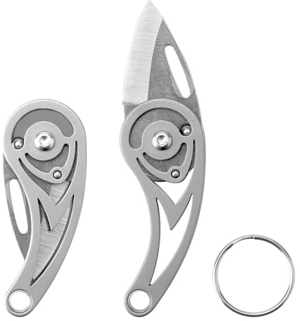 DAKLUNAR Mini Messer, Schlüsselanhänger Messer, EDC Messer Klein, Mini Scharf Klappmesser, Titan Messer Taschenmesser, Outdoor Messer, Weibliche Verteidigungswaffe, Geschenk für Männer Frauen