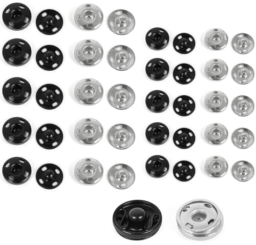 20 Sets Metal Sew-on Snap Fasteners, Fasteners Sewing Press Studs Buttons, Sewing Press Studs for Clothing DIY Crafts (8.5mm, 12mm)