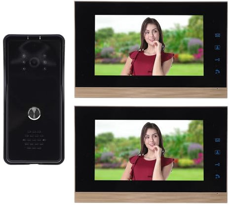 Système D'Interphone Vidéo, Moniteur de 7 Pouces, Visiophone, Sonnette Vidéo, Interphone de Porte Double Voie, Intérieur et Extérieur pour Villa, Maison, Bureau, 1 Caméra, 2