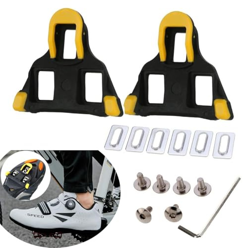 Garegce 2PCS SPD Cleats for Cycling Shoes Compatible with Shimano SPD-SL, Anti-Slip, Durable SPD Pedals Cleats -6 Degree Float, for Road Bike and Indoor Biking-Yellow