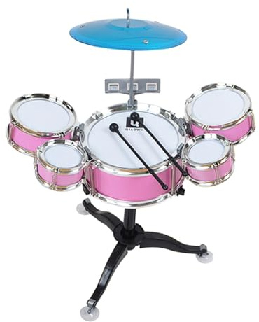 F Fityle Kids Drum Set Jazz Band Rock Kids Drum Kit Musical Toy Set Percussion Musical Instruments Educational Toy for 3 Years Boys Girls Lightweight Early Education Puzzle Children's Toys, Pink