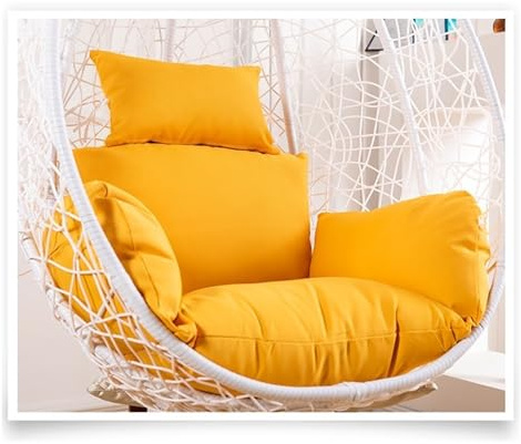 Cuscino di ricambio per sedia sospesa giallo, comodo cuscino di ricambio per sedia a dondolo con cinghia antiscivolo, cuscino da giardino per appendere cesti e poltrone, perfetto per uso interno ed