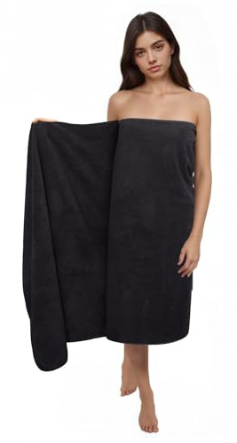 Zepphi Toallas de baño Grandes - Toallas baño 90 x 180 CM - Microfibra Algodón Ring Spun, Toalla de Sauna Grande, Suave y de Secado Rápido - para Casas, Hoteles y Spas, Altamente Absorbentes (Negro)