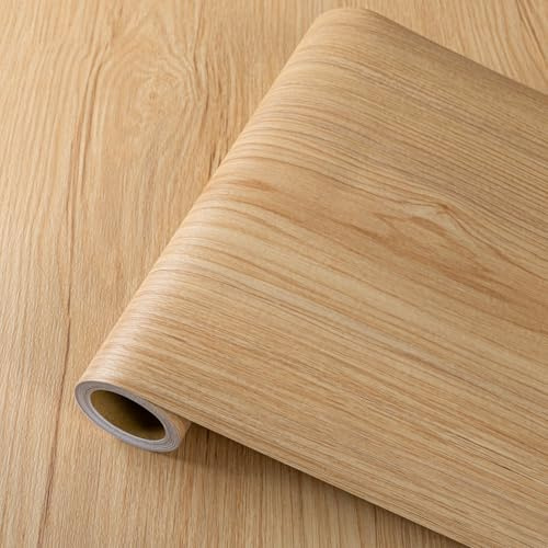 Vinylboden Selbstklebend, PVC Bodenbelag Selbstklebend Vinyl Holzoptik Bodenaufkleber, Wasserdicht Verschleißfest für Küche Wohnzimmer Badezimmer Hellgelbe Holzmaserung 30X300cm/Rolle