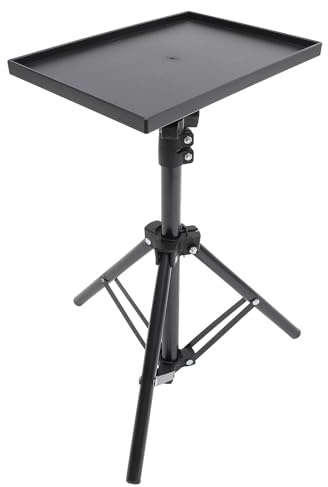 Hemobllo Supporto Treppiede Proiettore Portatile con Vassoio Pieghevole in Metallo Base Regolabile e Borsa per Trasporto Leggero e Stabile per Laptop e Accessori Altezza Telescopica Adatta