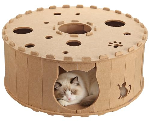 Luvore Tunnel pour Chat, Jouet en Feutre Doux avec Trou interactif, Tunel Cat Jeu, Grand Tube et Tunnel de Jeu, Convient pour Chat, Petit Chien, Lapin, Furet, Beige Clair