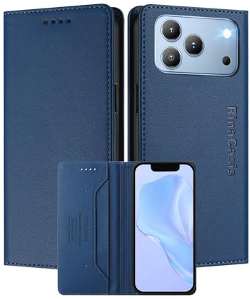 MOJIA Case for Blackview Wave 7C, Drop and Scratch Resistant, PU Foliod Leather Wallet Phone Cover [magnetic closure]. Dark Blue