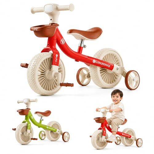 SGM Toddler Tricycle for 2-5 Year Olds, Kids Trike with Storage Basket, 3 Wheel Pedal Bike for Boys Girls, Lightweight First Ride-On Toy, Birthday Gift Trikes for Toddlers (Red)