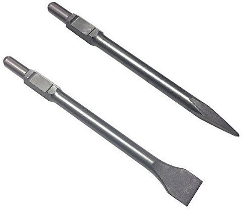 WERKON Professionnel SDS Hex Set de Ciseaux 2 Pièces 50 x 410 mm Spat Burin Pointu 6 Pans 30 mm Plat Spat Pointu de Large de Burins pour Marteau de Démolition