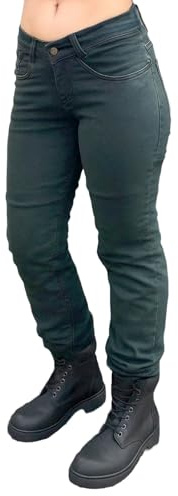 Bikers Gear Australia Jeans Kj09-14 para mujer, con forro de kevlar elástico, para motocicleta, con protección CE extraíble, mezclilla vintage, 14 UK