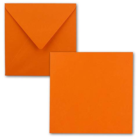 Quadratisches Einzelkarten-Set - 15 x 15 cm - mit Brief-Umschlägen - Orange - 25 Stück - für Grußkarten & mehr - FarbenFroh by GUSTAV NEUSER