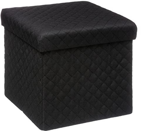 5 five simply smart - 2 en 1 Pouf et Coffre de Rangement Velours Noir 31 x 31 cm 167846B