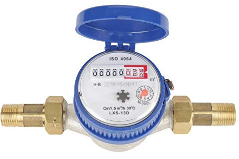 Cold Water Meter, 15mm 1/2 inch ABS Plastic Water Flow Measuring Meter, with Brass Fittings, for Garden Home Usage
