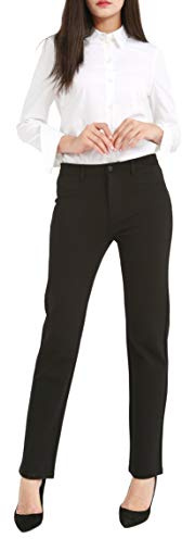 Bamans Pantalon Noir Femme Elastique Stretch Confort Pantalon Elegant Chic Slim Droit Jambe pour Casual Bureau Travai