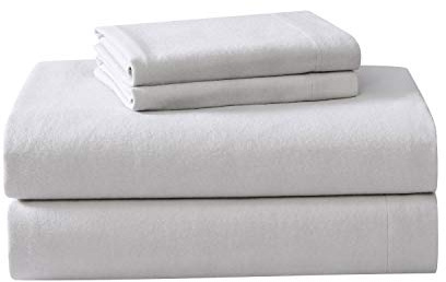 Laura Ashley - Twin Sheet Set, Cotton Flannel Bedding, Brushed for Extra Softness & Comfort (Cloud Grey, Twin)