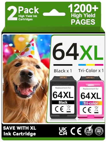 OEGGOINK 64XL Ink Cartridges Black and Color Compatible for HP 64XL Ink Cartridge Combo Pack Compatible for HP 64 Ink Fit for Envy Photo 7855 7858 7155 7120 7800 6252 6255 7158 7100 7164 Tango Printer