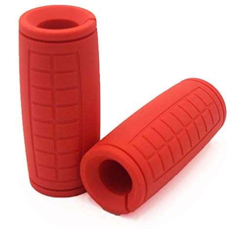 Rivotrance Thick Bar Adapter for Standard Barbells, Pull Up Bar and LAT Pull Down Cable Machine Attachment - Durable Silicone Rubber Dumbbell Handle Grips for Weight Lifting & Fitness Training(Red)