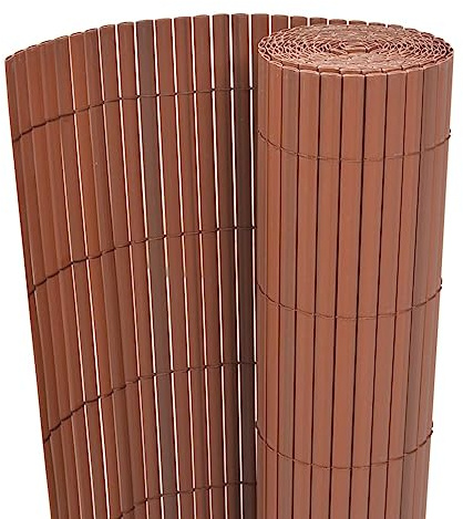 heybb Recinzione da Giardino a Doppio Lato in PVC 90x500 cm Marrone,Canniccio Recinzione recinto Balcone frangivento