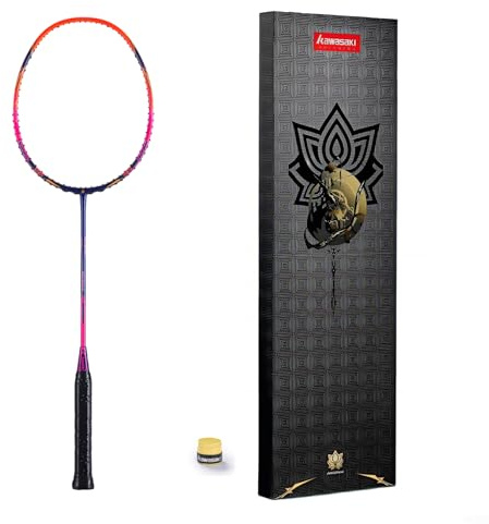 Professional Badminton Racket 35lbs High Tension 5U Ultra-Light 40T High Modulus Graphite Attack Type Lightweight Racket NEZHA 35 (Orange)