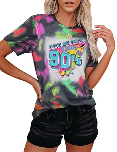 80s Baby 90s - Maglietta da donna vintage Batik anni '90, stile retrò anni '80, Multicolore-B., M