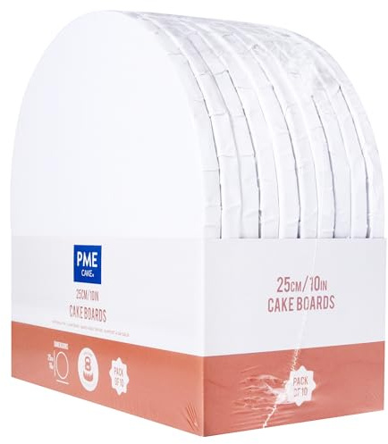 PME Set de 10 Plateaux à gâteau Ronds avec bords enveloppés, Blanches (10 / 25cm), Blanche