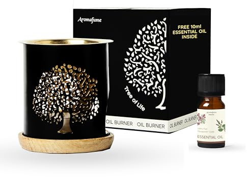 Aromafume Brûleur d'huiles essentielles Arbre de vie | Diffuseur d'huiles essentielles avec bougie | Laiton | Utilisation pour huiles essentielles, huile aromatique, diffuseur d'huile pour le yoga, la