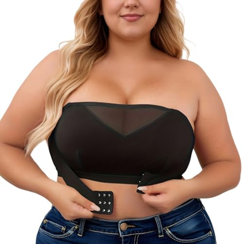 Adigau Reggiseno Donna Senza Spalline Intimo Taglie Forti Bandeau Reggiseno Morbido Senza Cuciture Tubo Top Elastico Bralette Invisibile Morbido Nero XL