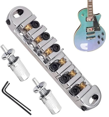 Gitarre Tune Bridge, verstellbare Tune Bridge, 3,94 x 3,15 x 0,79 Zoll, einfache Installation, Stringed Instrumente, elektrische Teile mit 2 Schlaufen für Anfänger, Musiker, Musikliebhaber