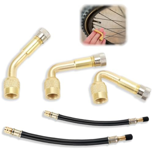JYNXOR 5 Pezzi Estensioni di Valvole, Adattatore Valvola ad Angolo, Prolunga della Valvola in Rame, Adattatore Valvola per Auto, Resistente e Durevole, Facile Installazione, per Moto e Bicicletta
