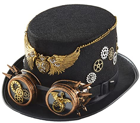 Oxtxuzdm Steampunk - Sombrero de viajero del tiempo para hombre con gafas, sombrero de fiesta de Halloween, accesorios de fiesta steampunk con gafas