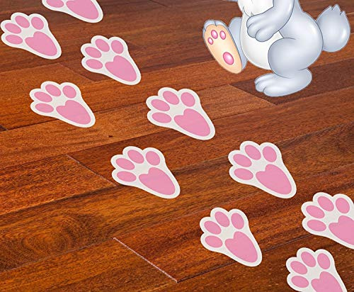 60Pcs Removable Easter Bunny Paw Prints, Easter Party Decorations, Rabbit Paw Print Floor Decal Clings