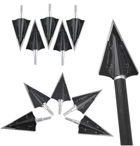 PYMUST 12 Piezas de Puntas de Caza para Flechas de 125 Gramos con Hoja Fija y Tornillo para prácticas de Tiro y Caza