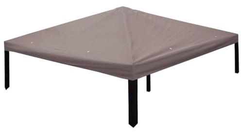 LoogCape paviljong skydd brungrå 300 x 300 cm polyester och stål, vikbart paviljongöverdrag, vattentätt med stödstänger för trädgård skugga på sommaren