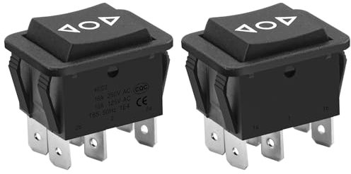 Heschen Wipptaster 16A 250VAC EIN-AUS-EIN Momentan DPDT 6 Klemmen Schwarz 2Pack