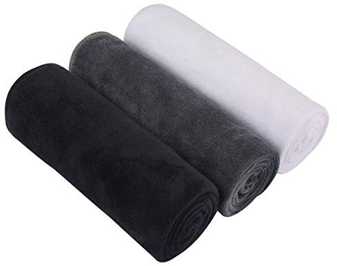 SINLAND Microfiber Gym Handtücher Saugfähiges Sporthandtuch Super weich Trainingshandtuch für Fitness Workout Sauna Reisen 40cm x 80cm 3 Stück Schwarz Weiß Grau