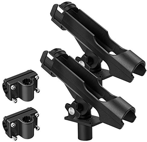 XiYee Support de Canne à Pêche, 2 Pièces Multifonction Canne à Pêche Support Rotatif, Pôle à Montage Latéral Réglable Rail de Repos Accessoires pour Bateaux et Kayak à 360 ° Réglable et Rotatif