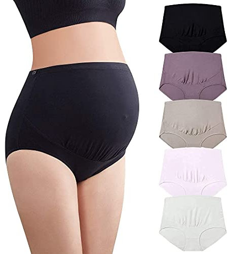 Mama Cotton Culottes de maternité Taille Haute pour Femme - Couverture complète - Lot Multiple (S-4XL), XX-Large
