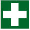 Schild Erste Hilfe Verbandskasten 15cm x 15cm stark nachleuchtend, selbstklebend aus robustem PVC gefertigt mit UV-Schutzlaminat gemäß DIN EN ISO 7010 E003 ASR A1.3 zertifiziert