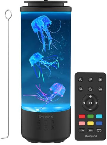 Quallen Lavalampe mit Bluetooth, 2,5 Liter LED Farbschanterqualle Aquarium mit Geschwindigkeitskontrolle und 4 Lichtmodi USB, Fantasy Stimmungs Lampe Familienbüro Atmosphäre, Kindergeschenke (Schwarz)