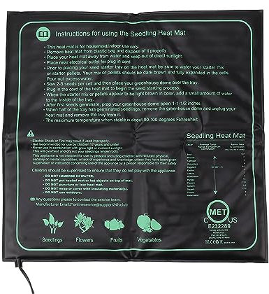 Wifehelper wasserdichte Sämlings Wärmematte, 50 X 52 cm, Gleichmäßige Erwärmung, Faltbar, Vielseitig Einsetzbar, mit Reptilienheizung für die Keimung von Pflanzen (EU-Stecker 220 V)