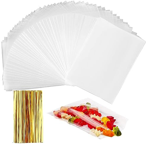 200 sacchetti di cellophane trasparenti, 16 x 24 cm, da riempire, sacchetti regalo trasparenti, piccoli sacchetti per caramelle