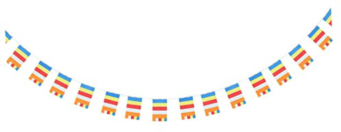 CIYODO Bannière Bouddhiste Suspendue Bannière Cinq Couleurs Bouddha Pour Décoration Intérieure Et Extérieure Drapeau Suspendu