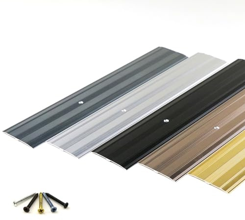 Laminate Floor Cover Strips, Aluminum Transition Profile Flooring Joining Strips, Tile to Laminate Transition Strip, Suitable for Carpet Threshold Transition Height Less Than 2cm (Color : Black, Siz