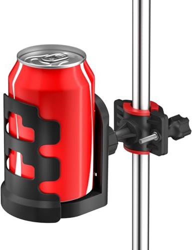 Justerbart mikrofonstativ dryckeshållare med 360° roterande mikrofonstativ kopphållare – universell vattenflaskhållare klämma på kopphållare för mikrofonstativ, musik eller trumstativ för att rymma